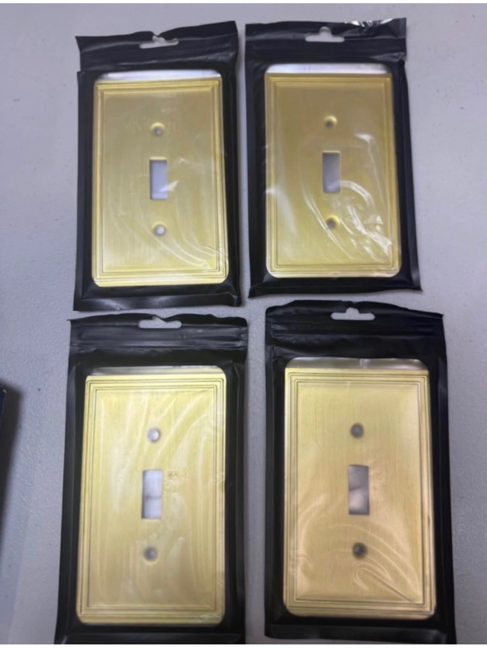 Lot of 4 New Rio Salto Premium Brass Toggle Light Switch Plates - 1-Gang Midsize